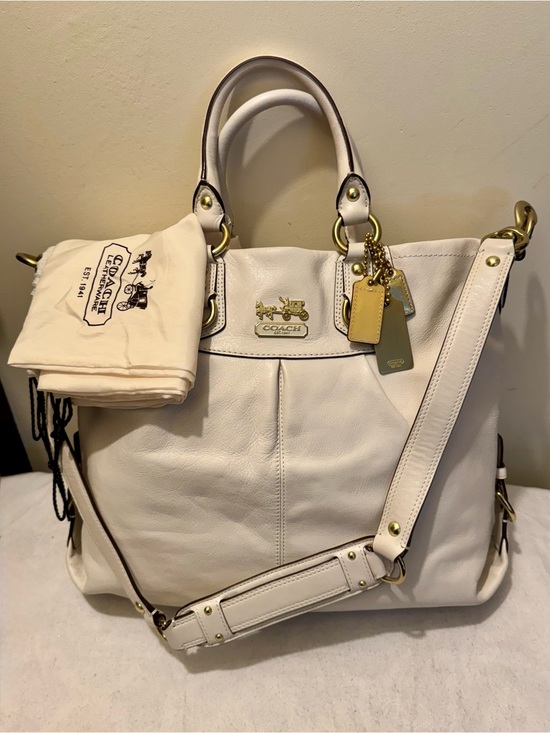 Coach Handbags - Vintage 2008 Coach Madison Julianne Cream Leather Crossbody Satchel Tote - MINT